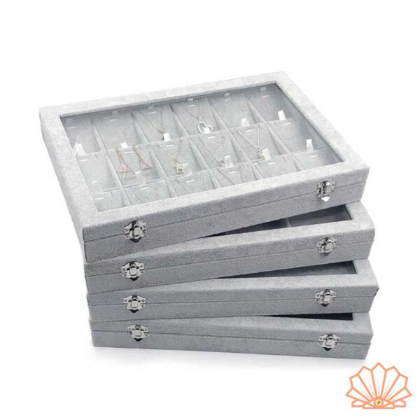 Boîte Bijoux en Velours Gris