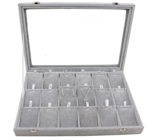 Boîte Bijoux en Velours Gris