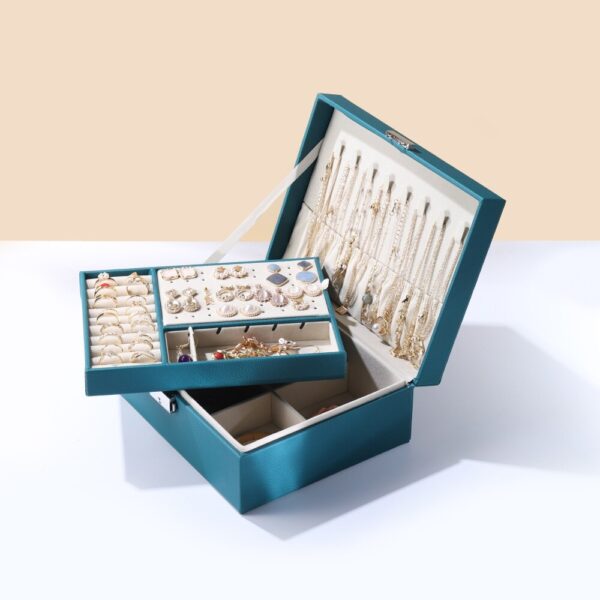 Boîte à Bijoux Cuir Bleu
