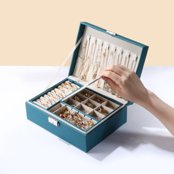 Boîte à Bijoux Cuir Bleu
