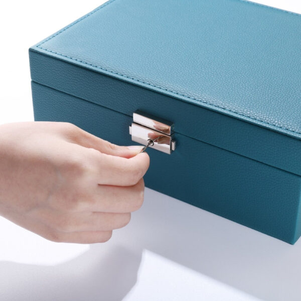 Boîte à Bijoux Cuir Bleu