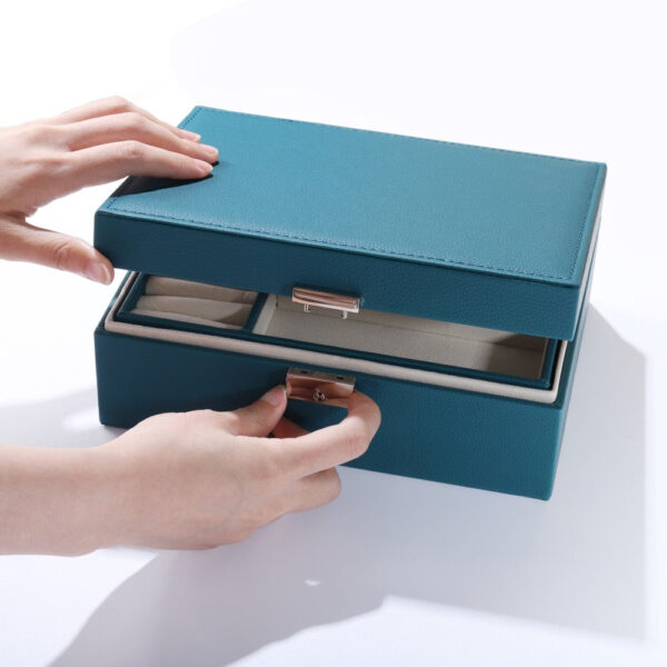 Boîte à Bijoux Cuir Bleu