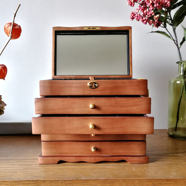 Boîte à Bijoux en Bois 4 Tiroirs